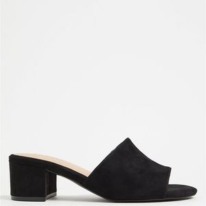 New!!! BLACK FAUX SUEDE BLOCK HEEL MULE (WW) Sz 9